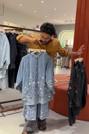 🌸 Denim Elegance Embroidered Butterfly Co-Ord Set 👖🦋