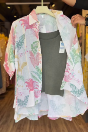Tropical Breeze Leafy Printed Shirt with Inner – Chill in Style 🌴