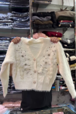 ✨ Golden Bloom Luxe Fuzzy Cardigan – Elegant Winter Glam ✨