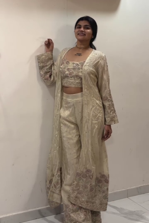 🤍 Ivory Royale Embroidered Palazzo Set 🤍