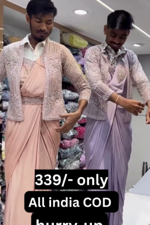 ✨ Designer Indo-Western Draped Set with Embroidered Jacket ✨