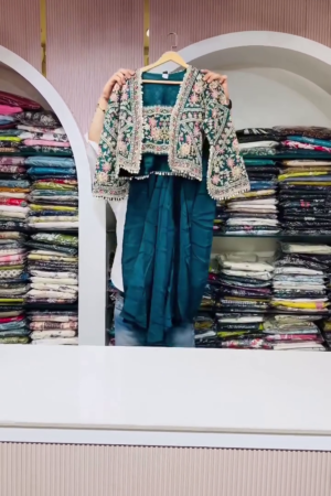 💚 Peacock Grace Embroidered Jacket Sharara Set 💚