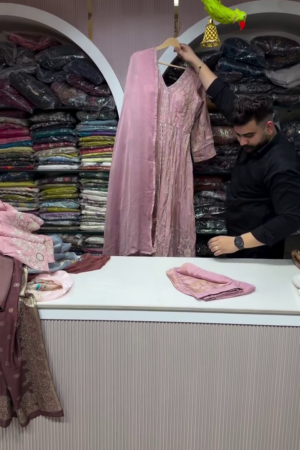 🌸 Blush Rosé Embroidered Anarkali Suit Set 🌸