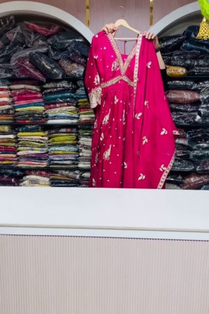 ✨ Regal Fuchsia Embroidered Anarkali Suit Set with Dupatta ✨