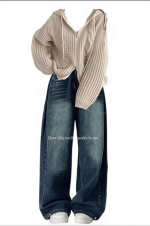 🤍 Effortless Luxe Ribbed Knit Top & Wide-Leg Denim Co-Ord Look 🤍