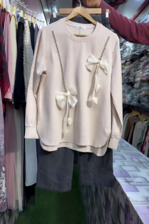 🌸 Elegant Bow Detail Co-Ord Set – Chic Top & Cargo Pants Combo 🌸