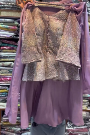 💜 Royal Lavender Embroidered Peplum Kurti Set with Dupatta 💜