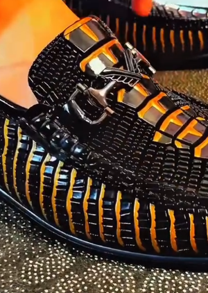 👞🔥 Luxury Crystal Loafers – Premium Partywear Shoes for Men (Black & Gold) ✨👑