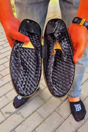 👞🔥 Premium Woven Leather Loafers – Luxury Slip-On Shoes for Men 🖤✨
