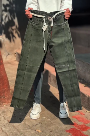 Smoke Grey Drawstring Denim – Premium Relaxed Fit Streetwear Jeans