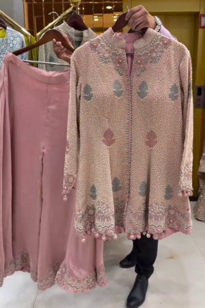 🌸✨ Blush Royale Embroidered Sharara Set – Heavy Work Partywear Suit 💖👗