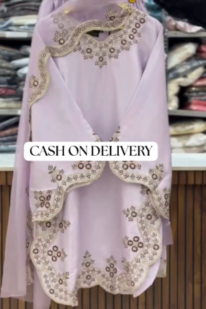 💜 Lavender Embroidered Three-Piece Kurta Set – Graceful, Elegant & Festive ✨