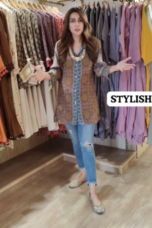 Green Brown Crepe Shirt – Effortless Sophistication in Every Detail