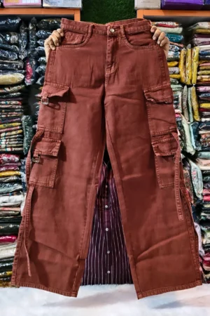 Trendy Light Blue Wide-Leg Denim Cargo Jeans – Utility Meets Street Style