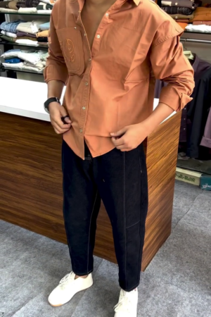 Bold Casual Style: Carrot Orange Cotton Shirt for a Modern Everyday Look