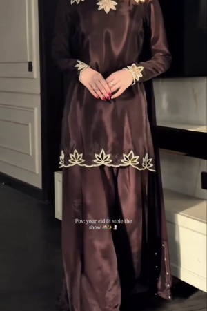 Elegant Luxury 3-Piece Suit Set with Silver Leaf Embroidery by ISRL ENTERPRISE