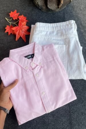 Pastel Pink Shirt with White Denim – Minimal Smart Casual Outfit