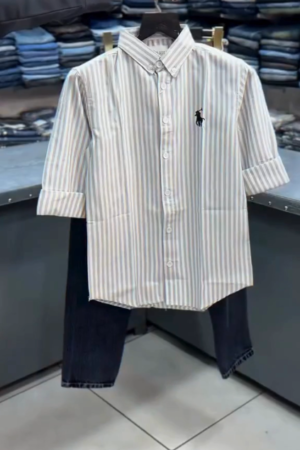 Striped Cotton Shirt with Black Jeans – Smart Casual Outfit Set