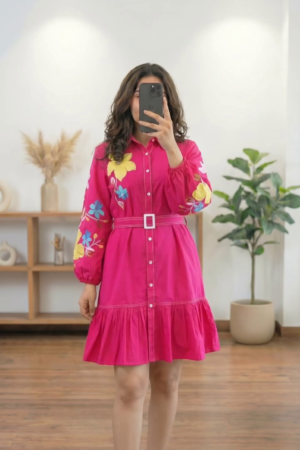 Vibrant Floral Shirt Dress – Chic Statement Casual Wear