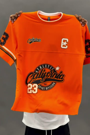 Bold Orange California Graphic Oversized T-Shirt for Streetwear Style