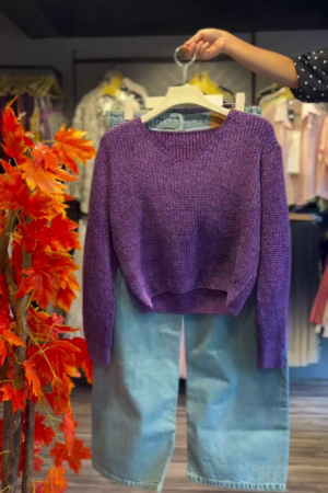 Cozy Meets Chic: Elevate Your Casual Style with This Trendy Knit Sweater and Denim Shorts Combo