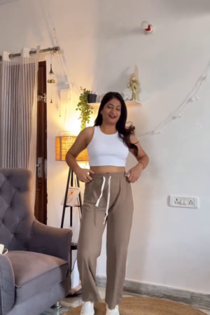 Trendy Olive Wide-Leg Pants for Women – Chic High-Waist Casual Trousers