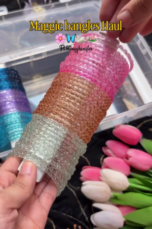 Trendy Jelly Bangles Set – Colorful Stackable Bracelets for Everyday & Festive Wear