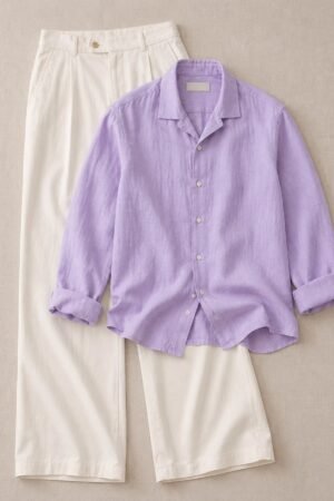 Premium Men's Linen Shirt & White Trouser Combo | Elegant Casual Outfit Set