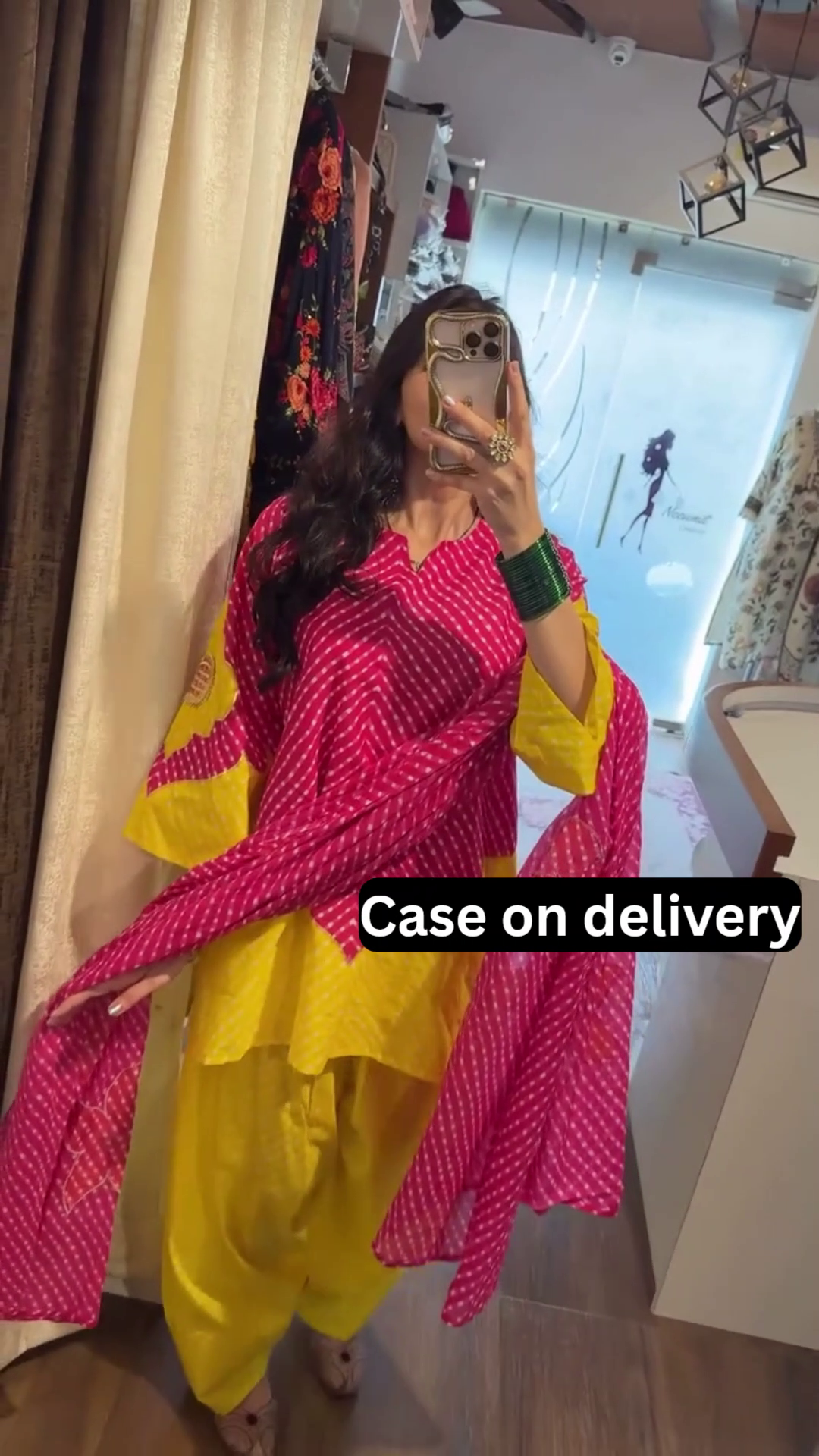 Women's Leheriya Print Cotton Patiala Suit Set | Traditional Kurta, Salwar & Dupatta for Festive Wear - Image 3