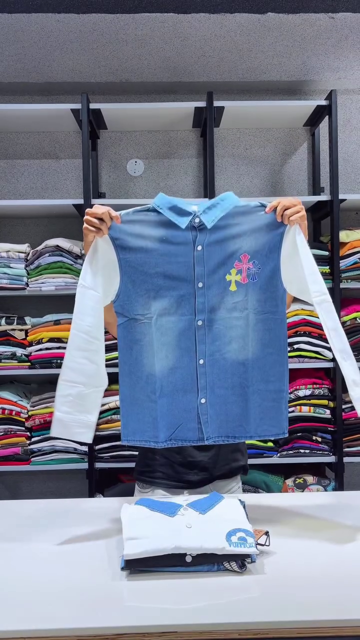 Men's Premium Casual Denim Shirt | Full Sleeve Cotton Color Block Shirt for Everyday & Party Wear - Image 3