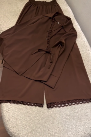 Women's Premium Co-Ord Set | Elegant Full Sleeve Shirt & Wide Leg Pants Lounge Wear for Casual & Office Style